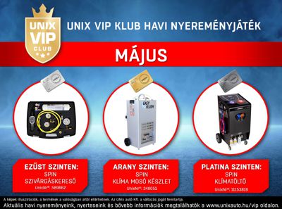 UNIX VIP Klub májusi nyereményjáték
