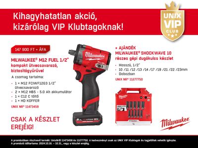 MILWAUKEE® ütvecsavarozó ajándék dugókulcs fej készlettel