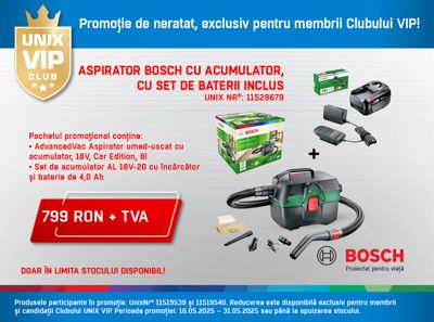 Pachet promotional aspirator Bosch cu acumulator