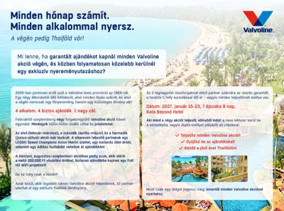 VALVOLINE Nyereményjáték - Thaiföldi utazás